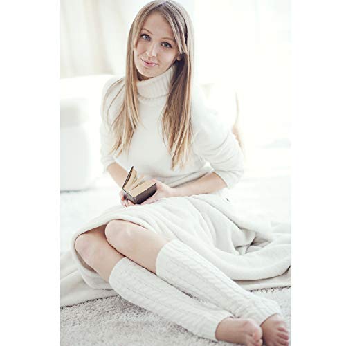 Image of SATINIOR Syhood 4 Pairs Cable Knit Leg Warmers Women Winter Knitted Crochet Knee Boot Stockings Cuffs Long Legging Socks