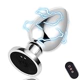 FST Metal Butt Plug Anal Vibrator with Electric Shock Function Vibrating Butt Plug with 6 Shock Intensities and 10 Vibrations Sex Toys for Men Women Couples Beginners (L)