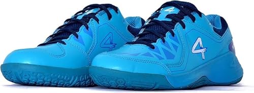 4 WITH QUIVE Sega Hyper Power Cushioned Badminton Indoor Court Shoes,Squash and Volleyball Non Marking Breathable Shock Resistant Size 7 Blue