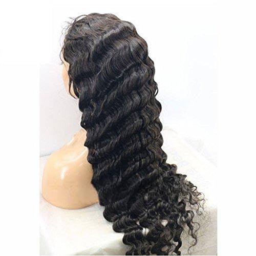 Long Deep Wave Mongolian Virgin Human Hair Full Lace Wigs Free Part Lace Front Wigs with Bleached Knots Baby Hair (18"LaceFrontWig)