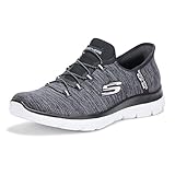 Skechers レディース サミット エブリデイ セット ハンズフリー スリッポン スニーカー, ブラックホワイト, 28.0 cm