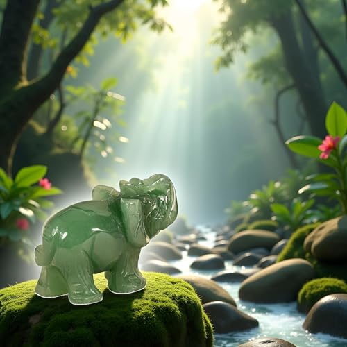 Estatua de Elefante Verde de Piedra de Jade miniatura 5