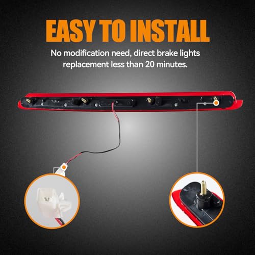 Image of Third 3rd Brake Light LED for 2005-2010 Scion tC, High Mount Rear Brake Lights Assembly for 05-10 Scion tC, Waterproof Center Cab Lamp Stop Light (Red)