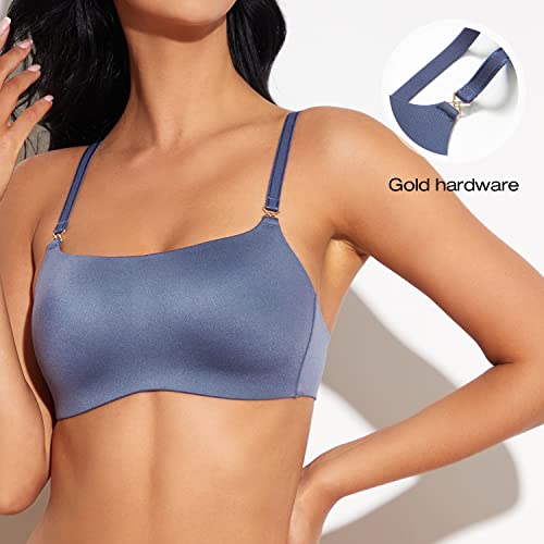 Deyllo Women's Comfort Lightly Lined Seamless Wireless Bra Smooth Lounge Bralette(Blue,Xs) #TOP1