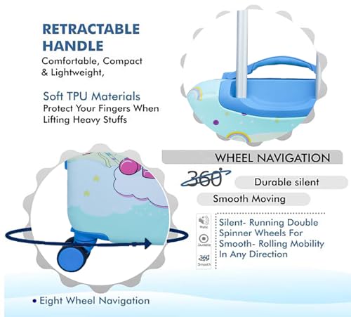 Image of ADSON Abs Kids Trolley 360 Rotating Luggage 360 Degree Wheels Unicorn Non-Breakable 20 Inch Kids Hardsided Suitcase with 4 Wheels, 360 Degree Wheel Travel Trolley Bag (Design 3)