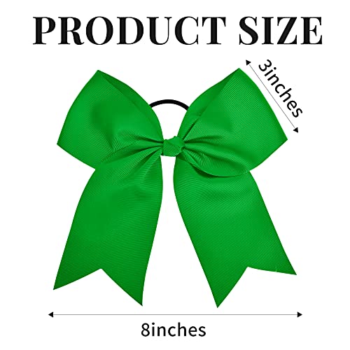 12Pcs 8" Large Cheer Bow Green Ponytail Holder Elastic Band Hair Ties Hair Bow Accessories For Cheerleading Teen Girls High School College Softball Competition Sports #TOP2