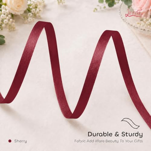 Image of Double Face Sherry Satin Ribbon 1 /4 inch X 50 Yards Polyester Sherry Ribbon for Gift Wrapping Very Suitable for Weddings Party Hair Bow Invitation Decorations and More