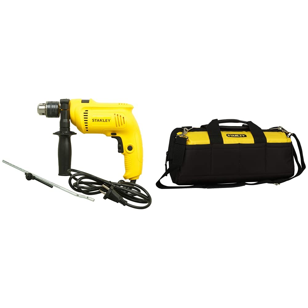 STANLEY SDH600 600W 13mm Impact Hammer Drill with STANLEY 93-224 18-Inches 460mm Multipurpose Tools Storage Waterproof Nylon Bag