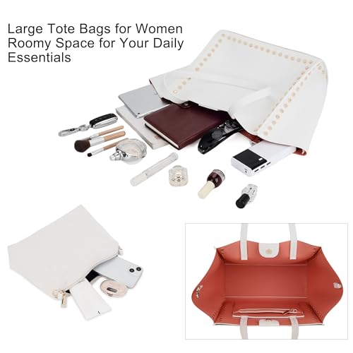 Shoulder Bag for Women Vegan Leather Studded Bag Large Trendy Tote Bag with Crossbody Purse 2PCs Set4