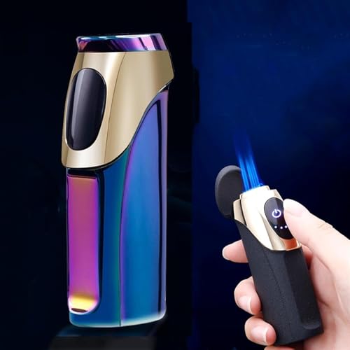 Encendedor Triple Llama Azul Recargable USB Violeta miniatura 1