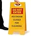 SmartSign 25 x 12 inch “Do Not Enter - Restroom Closed For Cleaning” Two-Sided Folding Floor Sign, Plastic, Red, Black and Yellow