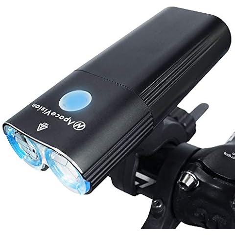 Apace Vision HyperGuard FX1800 - BIke Headlight USB Rechargeable - 1800 Lumens Powerful Super Bright LED Front Mountain Bicycle Light - IPX6 Waterproof MTB Cycle Lights Cover