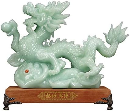 Buddah Statute Chinese Dragon Statue Jade Zodiac Decoration Lucky Feng Shui Office Home Decoration Crafts Home Decor Statue (Color : Green, Size : Large)