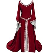 Womens Renaissance Victorian Costume Gothic Witch Irish Dresses Spliced Medieval Costumes Vintage...