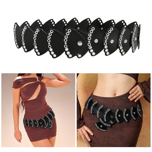 Big Eyelet Fan Shaped Disc Belt for Adult Fashion Corset Belt PU Leather Waiststrap Elegant Coat Dress Belt Eye Catching2