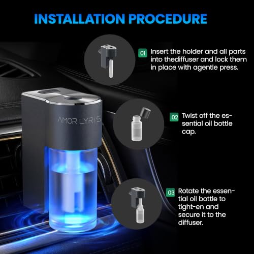 Image of Car Air Freshener Diffuser, Smart Car Vent Air Freshener, 3 Speed Adjustable, Rechargeable, Intelligent Auto On /Off, Long Lasting Fragrance, 3 x 10ml Essential Oils, Ocean