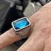 Men Handmade Aquamarine Stone Ring, Man Handmade Sterling Silver Ring, Ottoman Style Ring, 925k Sterling Silver Ring, Gift For Him