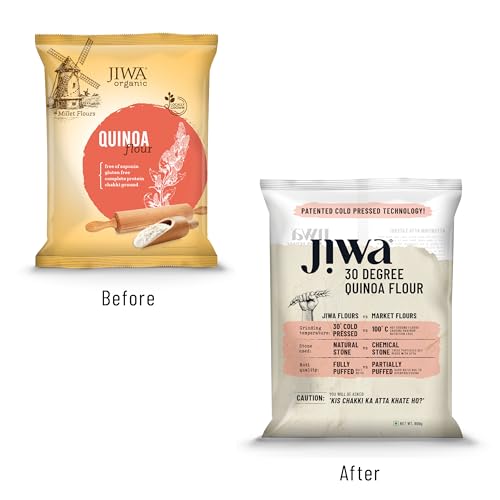 Image of JIWA healthy by nature Organic Quinoa Flour | Soft Fluffy Rotis | Protein Rich Chakki Ground Atta | Indian Origin | Certified Organic & Gluten Free | 100% Natural | 900 g