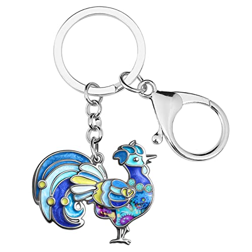 Llavero de aleación de gallo azul para no perder las llaves