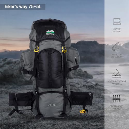 Image of hiker's way 75+5 Ltrs Rucksack bags Rucksacks for men Trekking bags for men backpacks Travelling Bag For men and women with waterproof compartment with rain cover