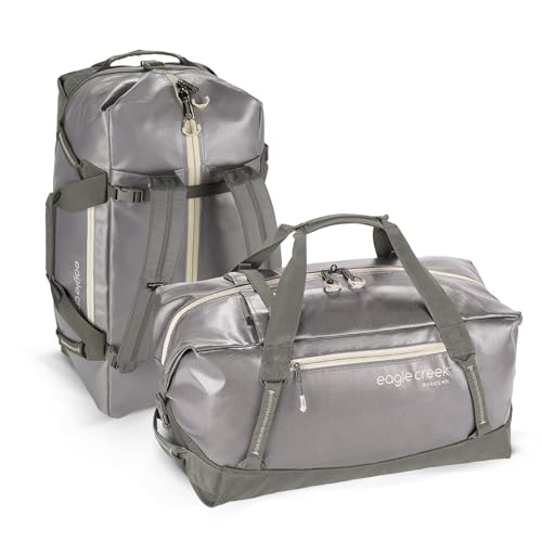 Eagle Creek Migrate 40L Travel Backpack Duffle Bag with Tuck-Away Backpack Straps, Full-Access Wide Mouth Opening & Seamless Bottom Bathtub Construction, River Rock