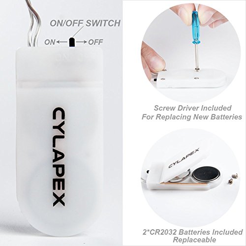 CYLAPEX 6 Pack Red Fairy Lights String Battery Operated Fairy Lights Firefly Lights LED Starry String Lights 3.3ft 20 LEDs Silvery Copper Wire for Christmas DIY Decoration Costume Wedding Party