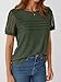 AUTOMET Short Sleeve Shirts for Women Summer Tops 2026 Spring Fashion Dressy Casual Outfits Lace Trendy Top Cute Work T Shirt Business Vacation Clothes Blouses Army Green L
