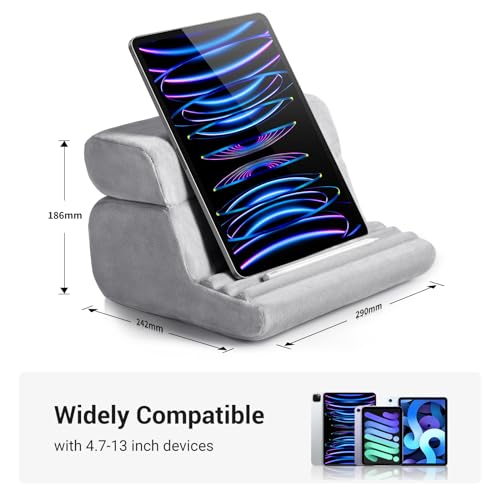 Image of UGREEN Tablet Pillow Stand Soft Tablet Holder Cushion for Bed with 3 Viewing Angles Adjustable Stand Holder Compatible with iPad Pro 9.7 iPad Mini 5 4 3 2 iPad Air Nintendo Switch E-Reader Grey