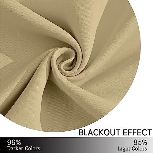 Yakamok Thermal Insulated Grommet Blackout Draperies/Drapes for Bedroom Window,Room Darkening Curtain Panels (2 Panels, W38 x L84 -Inch, Beige)