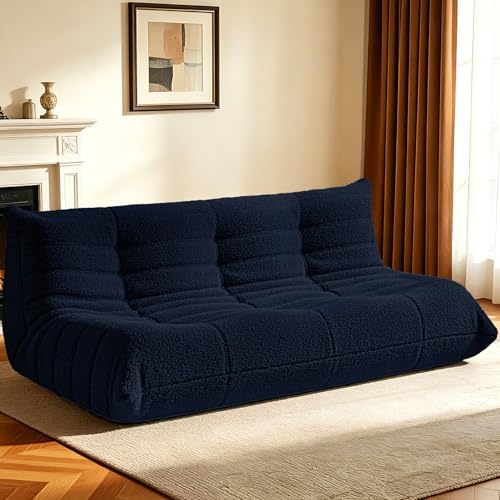Image of HABUTWAY Bean Bag Chairs Fireside Lazy Floor Sofa,3 Seater,Navy Blue