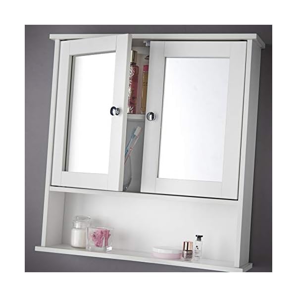 CARME Gatsby - 3 Piece Set White Bathroom Wall Mounted Cabinet with Mirror, Under Sink Storage Floor Unit - Image 6