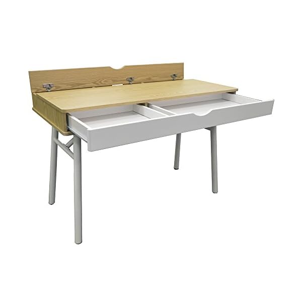 WATSONS TECH - Modern Retro Hideaway Office Desk/Computer Workstation - Oak/White - Image 4