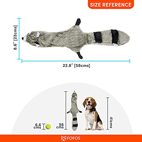 Image of BarkButler x Fofos Skinneez Stuffing Free Raccoon - Soft & Squeaky Toys for Dogs, Dog Toys for Large Dogs (5-30kgs) - Grey