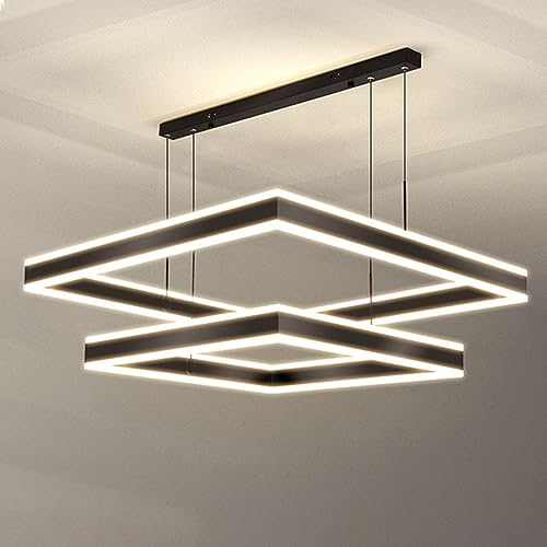 Lustre LED 98W YangRy suspension moderne carrée à 3 modes pour salle à manger