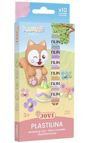 Jovi - Plastilina, 10 barritas de 15 gr en colores Kawaii, no se seca