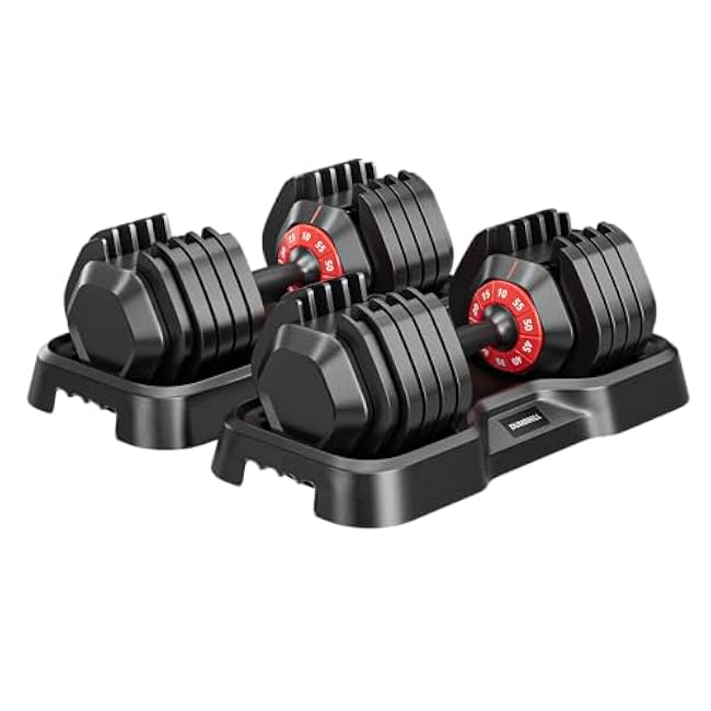 55LB Dumbbell, Adjustable Dumbbell Set, Free Dumbbell with Weights Change, Black Dumbbell with Secure Lock Slots, Adjustable Dumbbell for Men and Women for Home Gym, Black