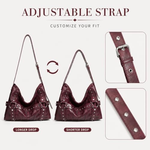 Image of Shoulder Purse for Women, Leather Women's Handbag Y2k Aesthetic Coquette Shoulder Bag Hobo Punk Trendy Ladies Purse