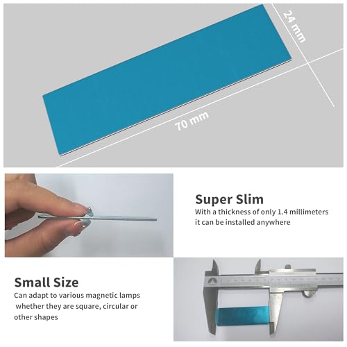 Image of 4 Pack Adhesive Replacement Iron Plates for Under Cabinet Magnetic Lights | Non-magnetic iron stickys sheets with strong adhesive backing, universal fit for cabinet lights, easy no-drill mounting