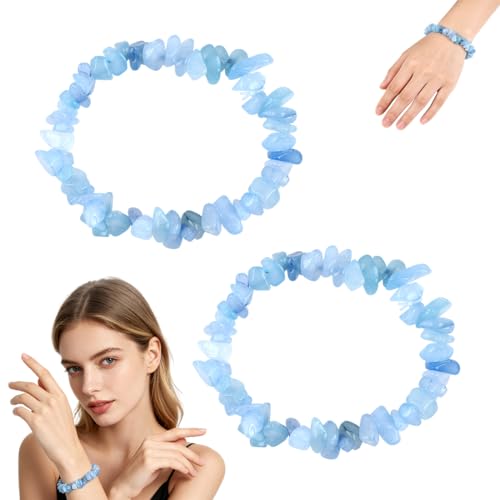Pulsera de piedras preciosas de aguamarina | Pulsera de piedras preciosas | 19 centimeters, Cristal
