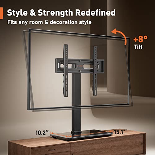 Perlegear Universal Tv Stand, Swivel Tv Stand Base For 32–70 Inch Tvs, Height Adjustable Table Top Tv Stand Mount With Tilt, Tempered Glass Base, Holds Up To 88 Lbs, Max Vesa 400X400Mm, Pgtvs26 #TOP5