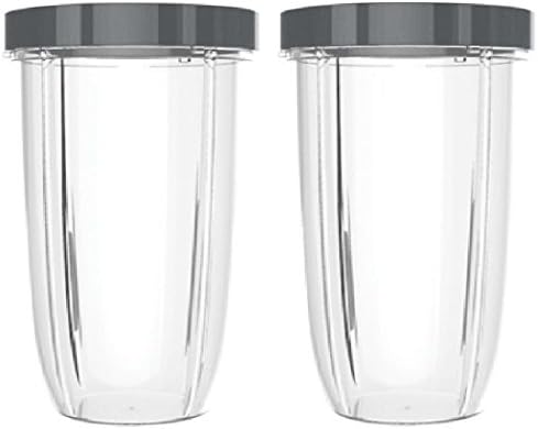 NUTRiBULLET 32-Ounce Cups with Screw-Off Lip Ring by NutriGear (Pack of 2) | NutriBullet Replacement Parts & Accessories | Fits NutriBullet 600w and Pro 900w Blender