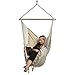 Hamac – Fauteuil suspendu avec coussin d'assise et étagère – Chaise longue en matériau souple – Grande chaise suspendue avec capacité de charge jusqu'à 150 kg (blanc)