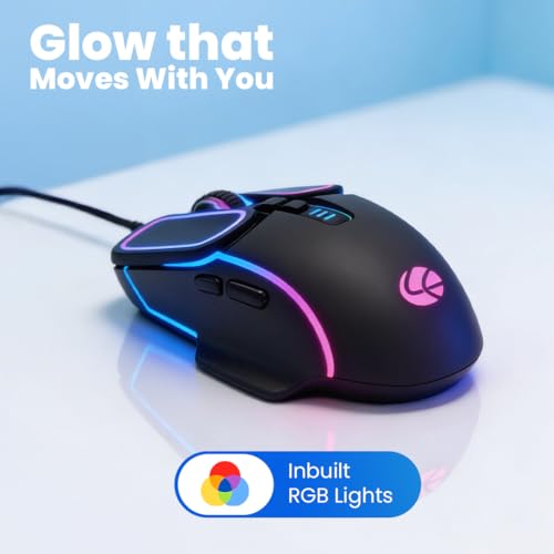 Image of LAPCARE Champ Voyager 7200 DPI Optical Sensor Gaming USB Mouse with Dazzling RGB Light | Marco 7G Keys | 5M Clicks | ABS Material | Rubber Oil + Laser Carving (Lgm 201)