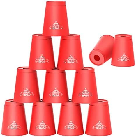 NahNah Sports Stacking Cups, 12pcs Cup Stacking Set for Hand Eye Coordination, Speed Cups Stacking Game for Travel Party Challenge Competition, Low Friction Quick Stacking Cups for Kids