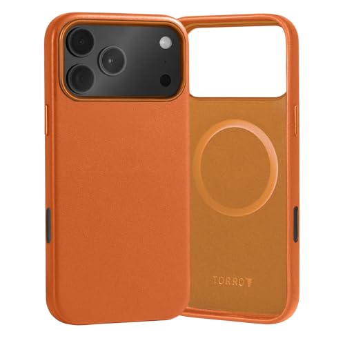 Coque en cuir iPhone 17 Pro Max TORRO étui de luxe orange