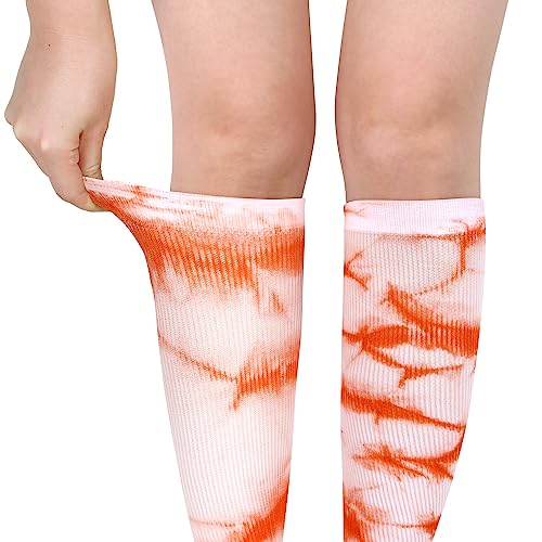 Image of Benefeet Sox Women Girls Thin Nylon Knee High Socks Long Tube Socks Unisex Soft Cozy High Calf Sock Tie Dye /Gradient