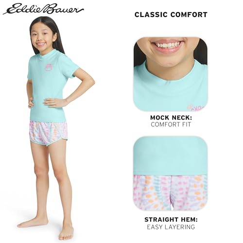 Image of Eddie Bauer Girls' Swim UPF 50+ Short Sleeve Sun Tee Rash Guard Shirt