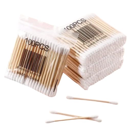 Cotton Ear Buds with Wooden Stick, Biodegradable Cotton Swabs for Ear Cleaning, Makeup Removal, Baby Care & Daily Hygiene, 100 Buds per Box, Pack of 6 (Total 600 Buds)-picture-21
