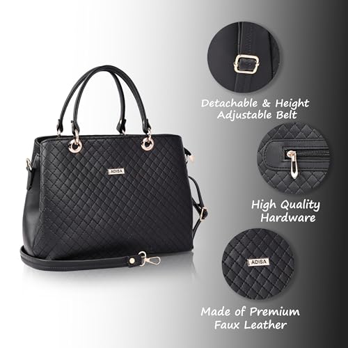 Image of ADISA quilted handbag shoulder bag for women and girls with detachable sling belt (AD4077)