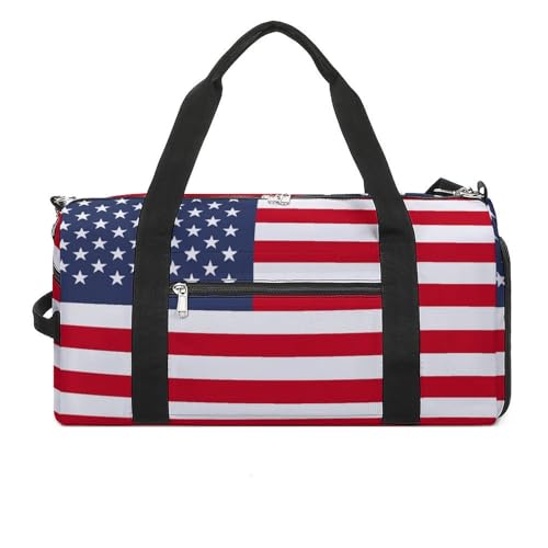 America Usa Flag Travel Duffle for Men Women with Wet Pocket and Shoe Compartment